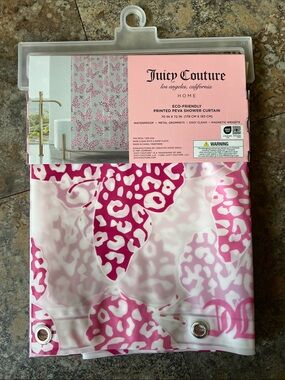 Juicy Couture BNWT Pink Butterfly Shower Curtain and Logo - Home Bath